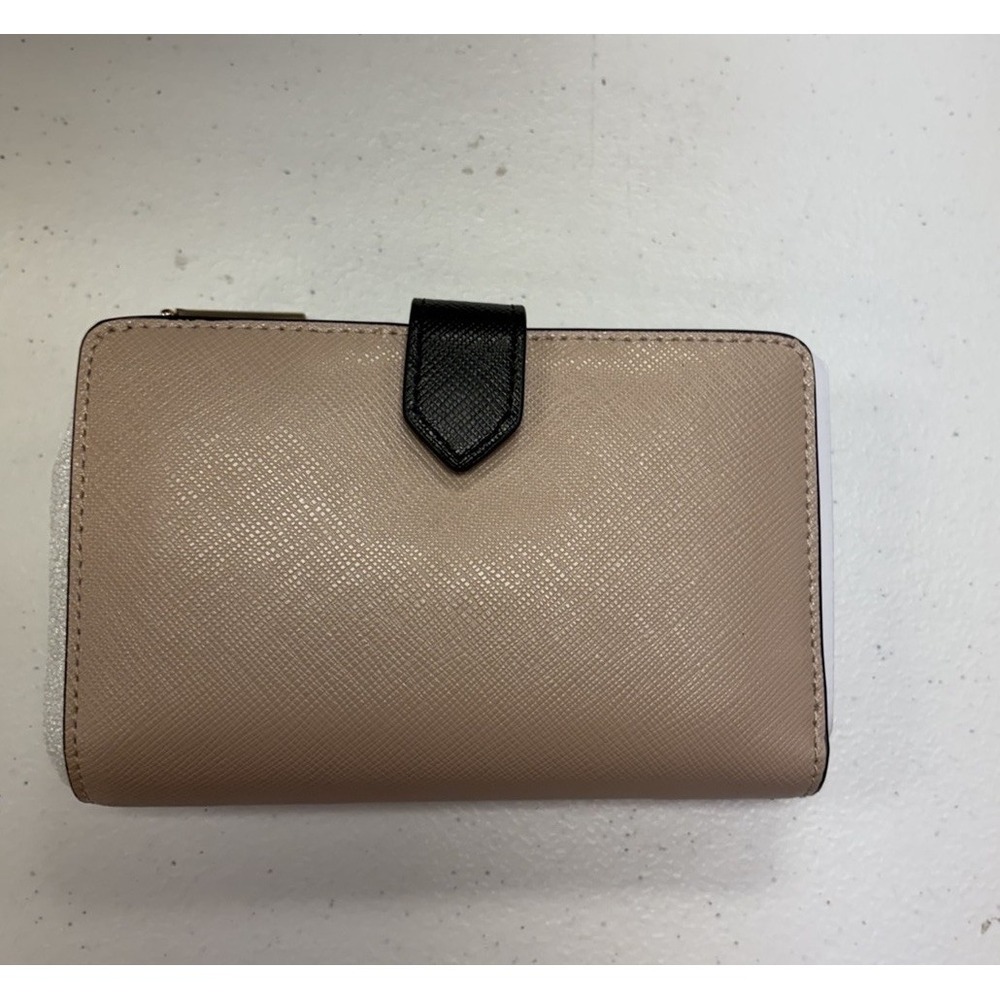Kate Spade New York Women's Beige/Black Colorblock Bifold Wallet Zip Coin NWOT - Picture 2 of 2